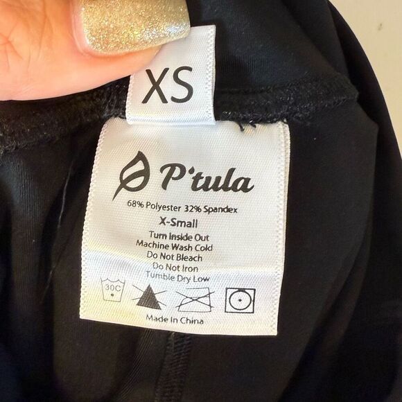 NWOT P’tula Black Seamless Flexible Leggings Women's XS - Picture 4 of 10
